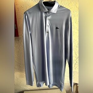 Greyson Polo Shirt Mens M Long Sleeve Golf Blue Performance Stretch Casual